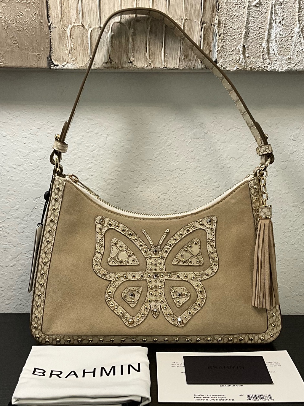 Brahmin Esme Wind Chime Sapelo Butterfly Crystals Studs Nwt